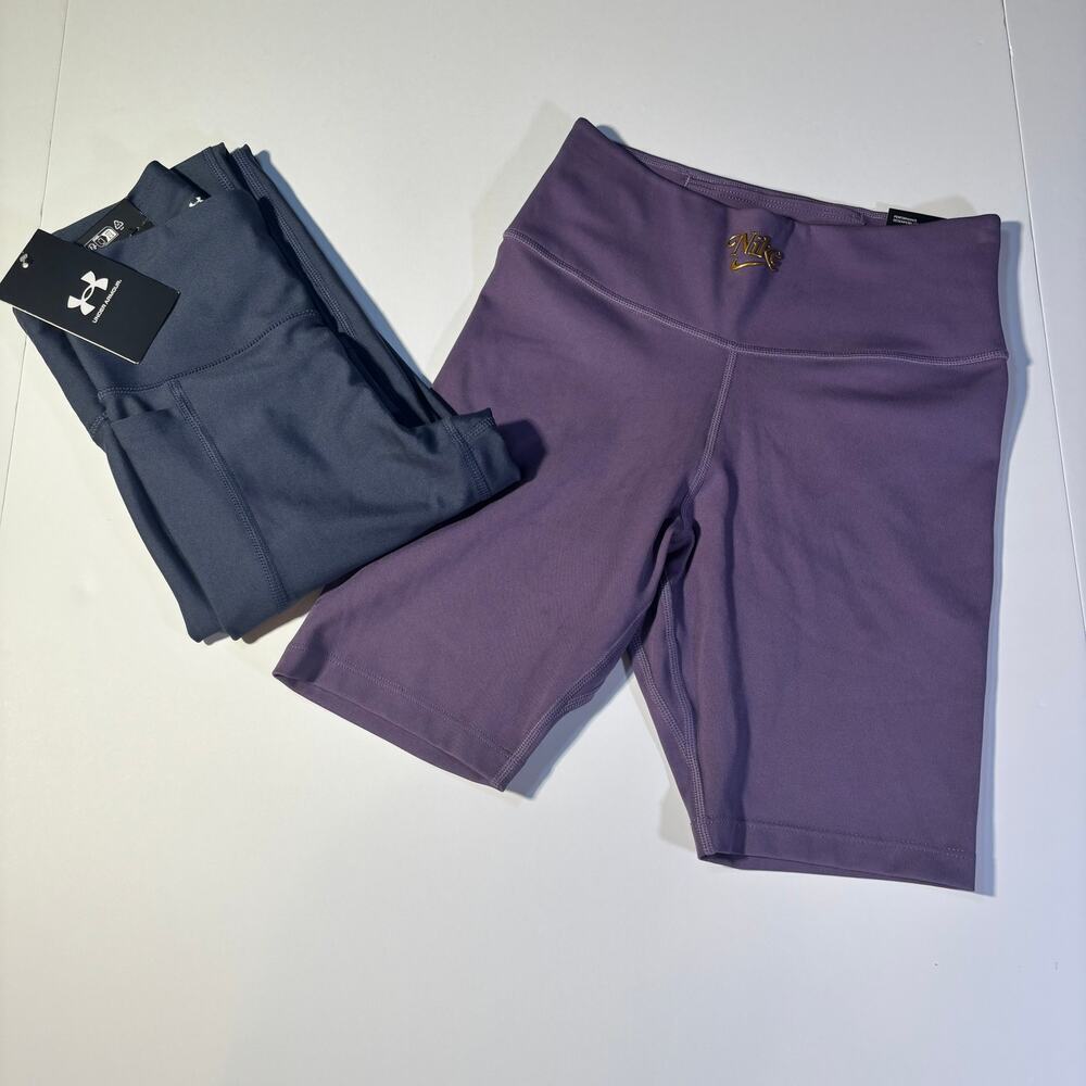 Nike & Under Armour Women’s XS Activewear Bundle Leggings + 7” Biker Shorts NWT